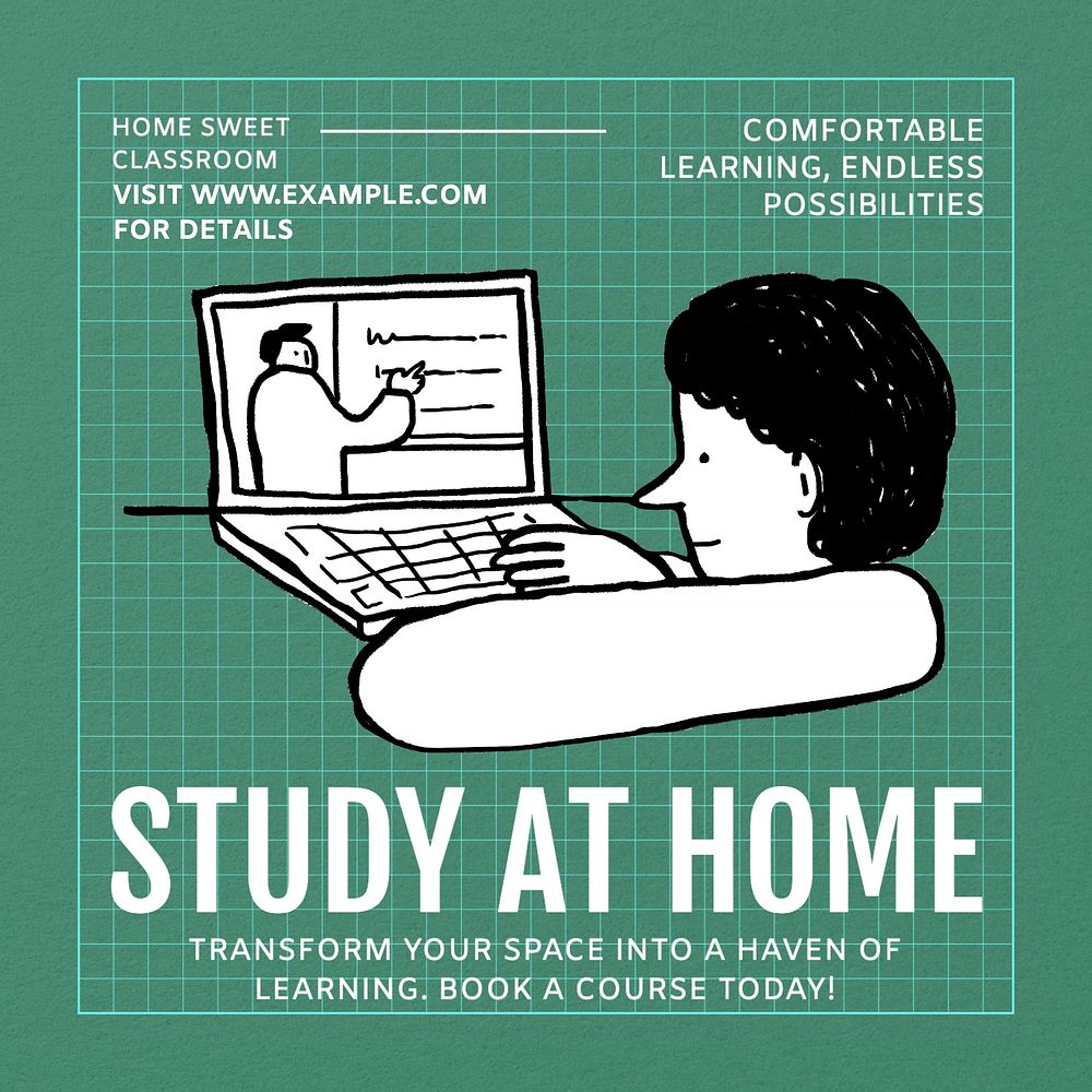 Study at home Facebook post template