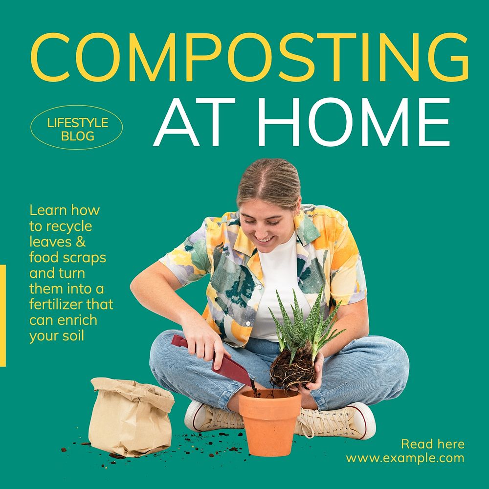 Composting at home Instagram post template