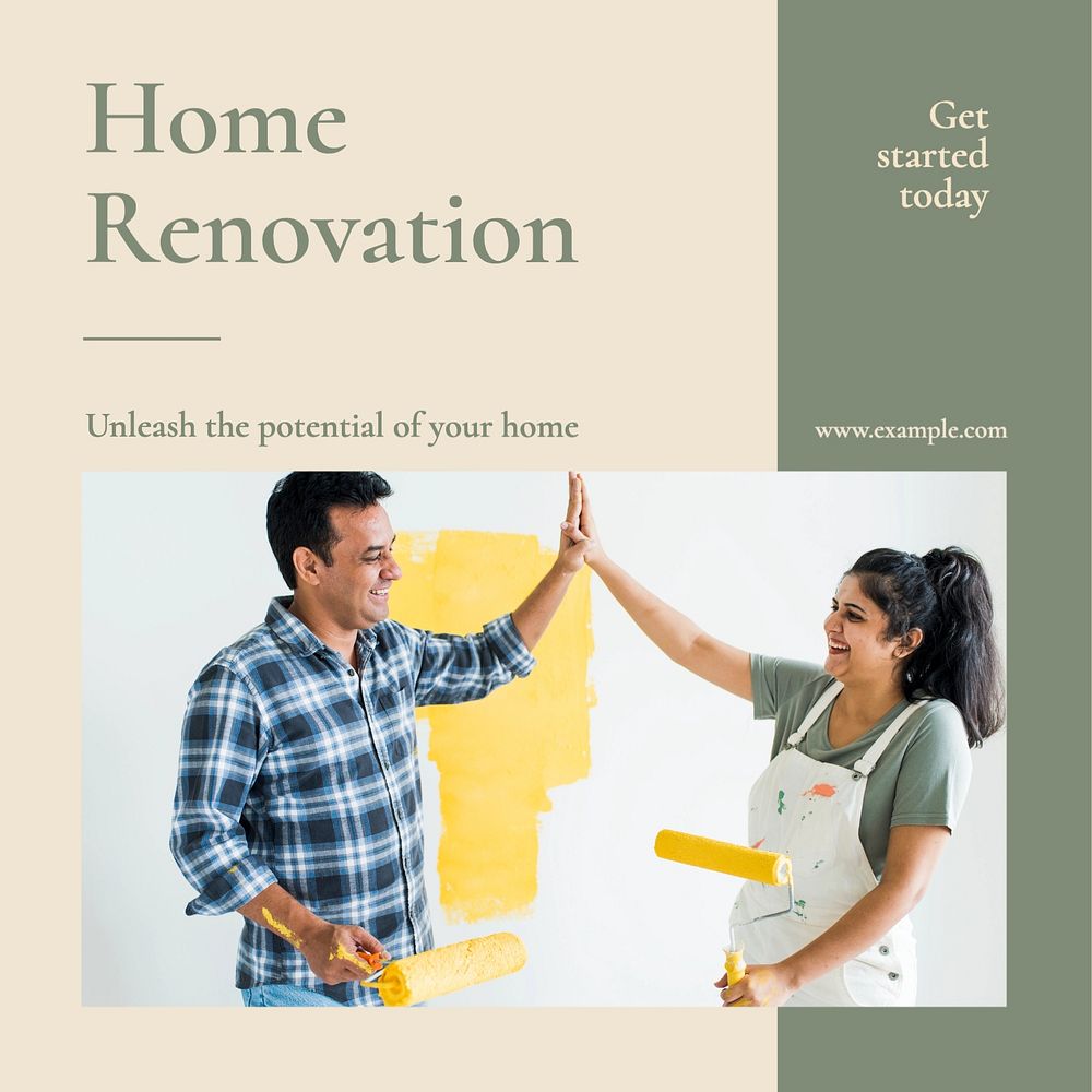 Home renovation Instagram post template