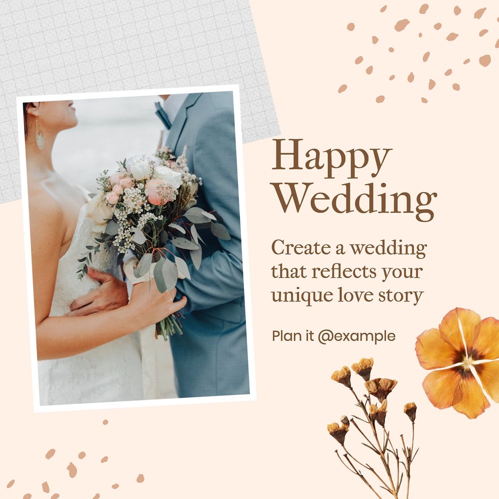 Happy wedding Instagram post template