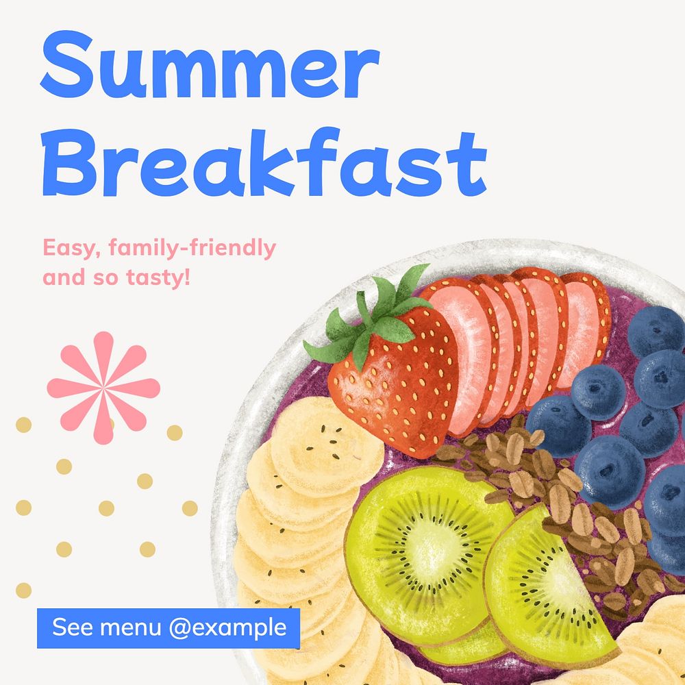 Summer breakfast Instagram post template