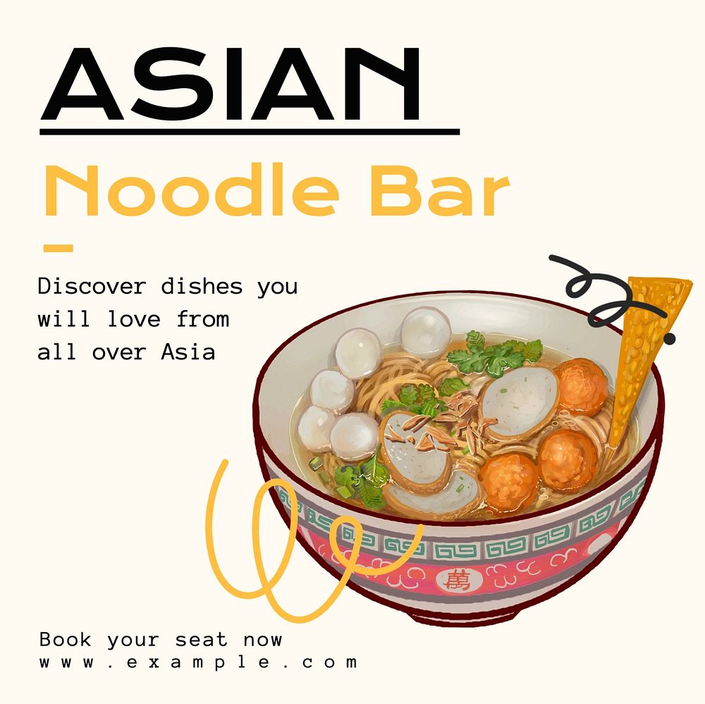 Asian noodle bar Instagram post template