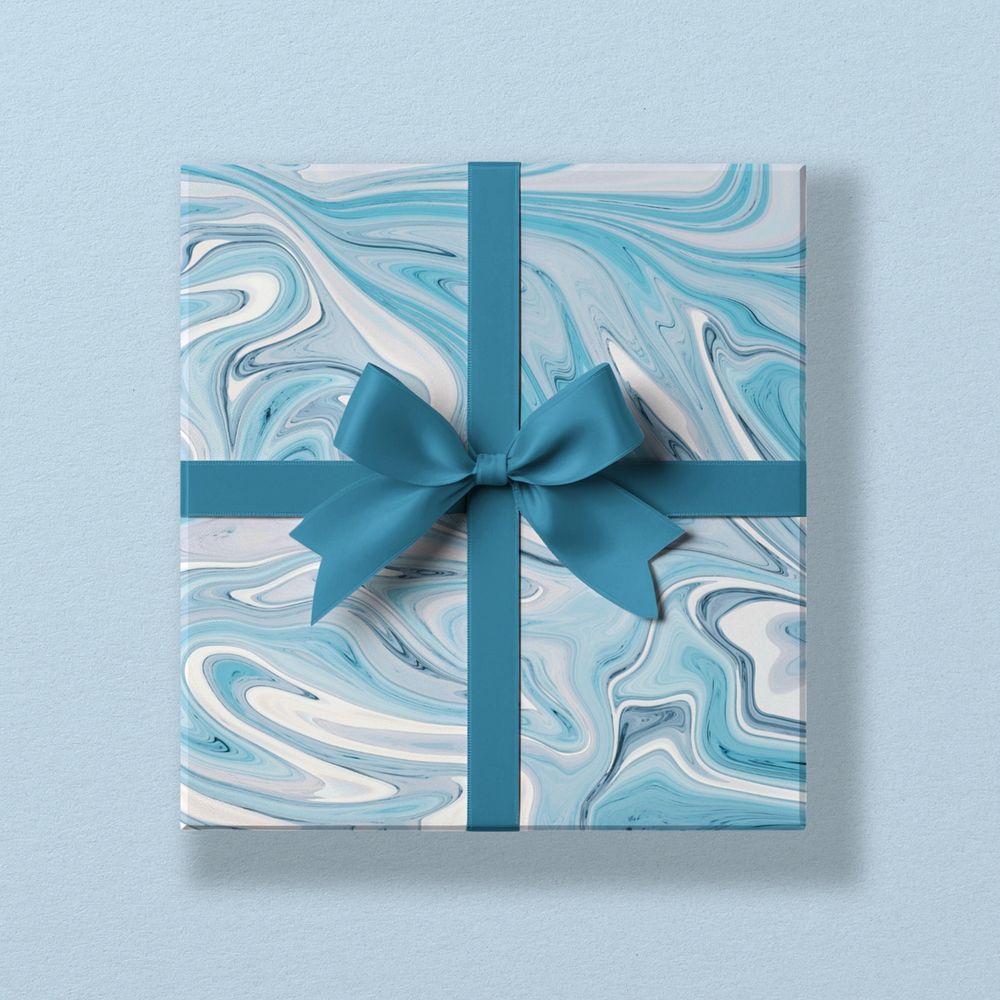 Blue gift box  editable mockup 