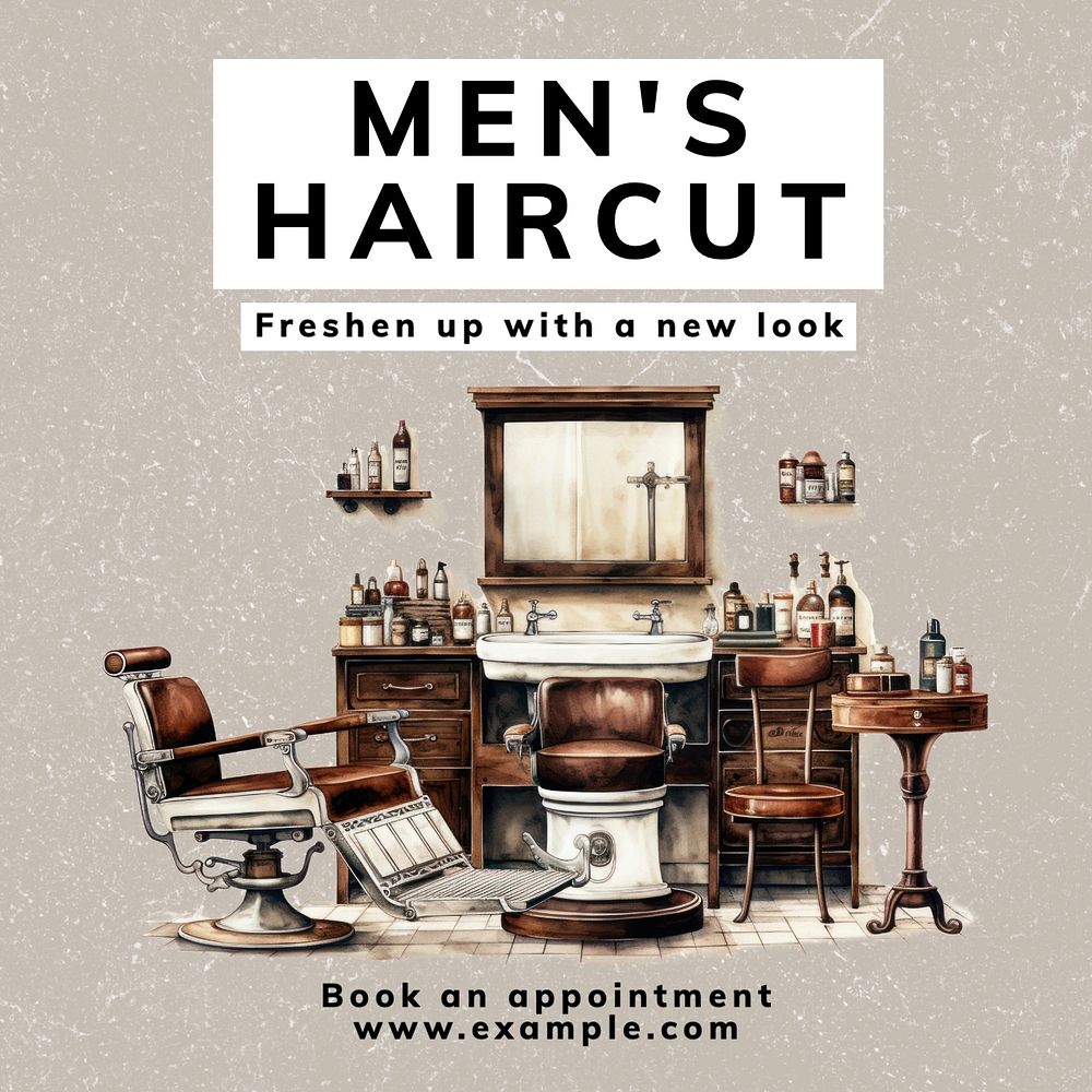 Men's haircut Instagram post template