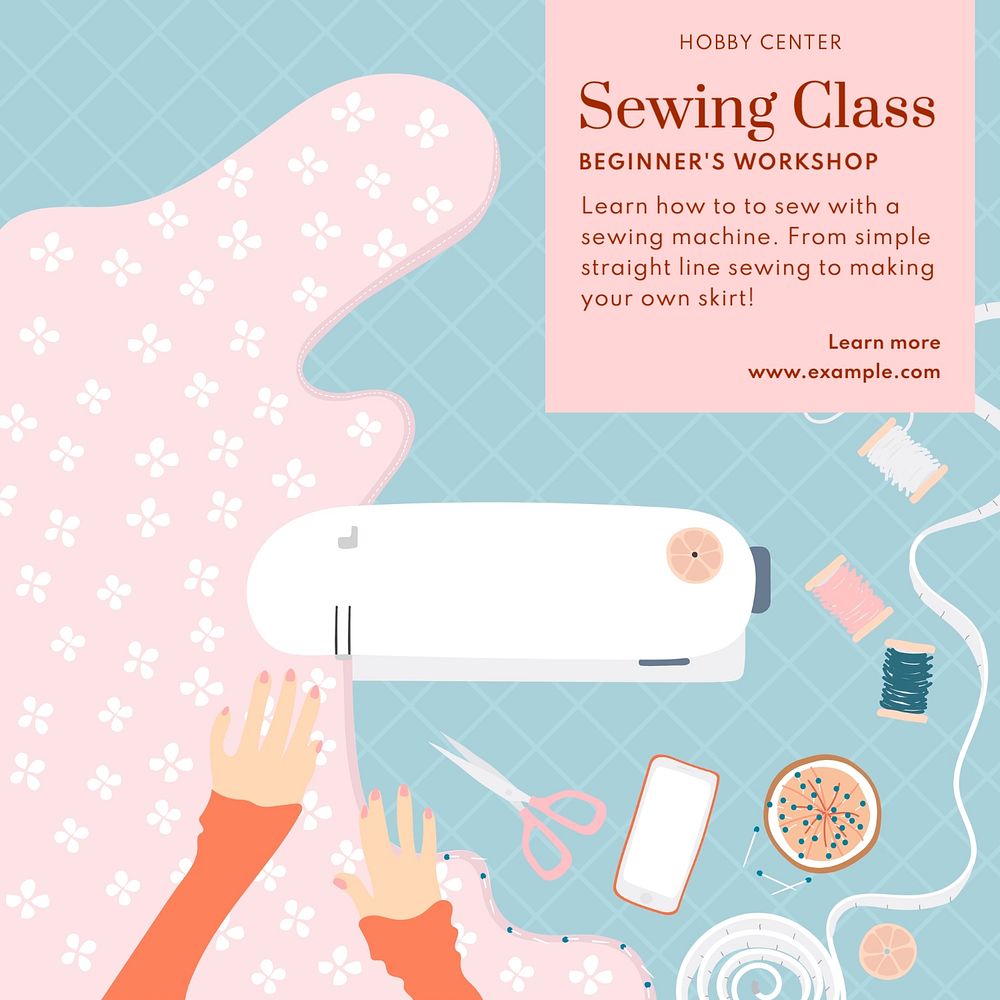 Sewing class Instagram post template