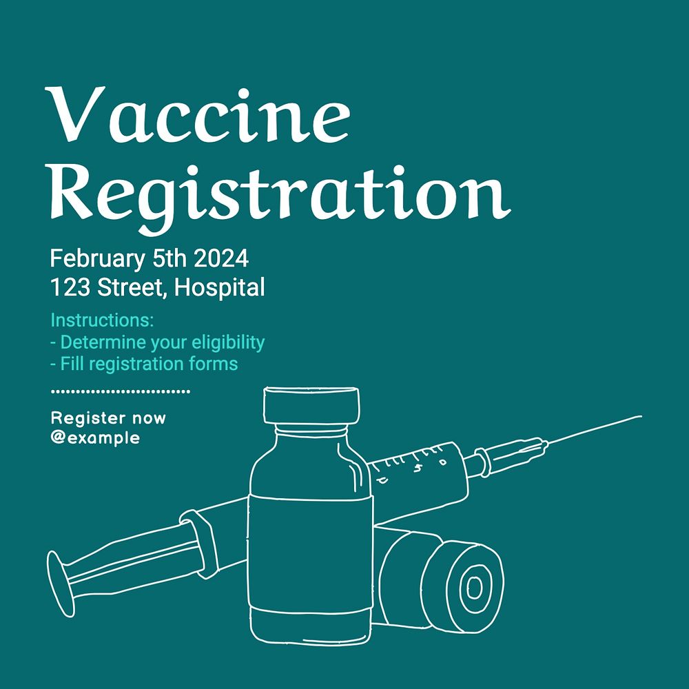 Vaccine registration Instagram post template