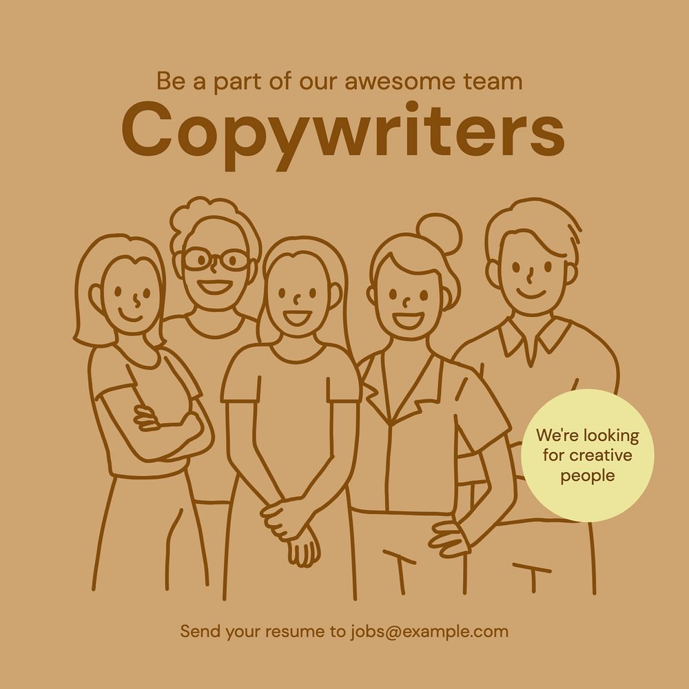 Hiring copywriters Instagram post template