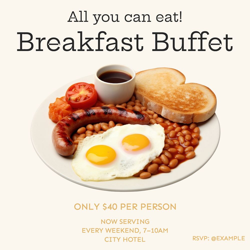 Breakfast buffet Instagram post template