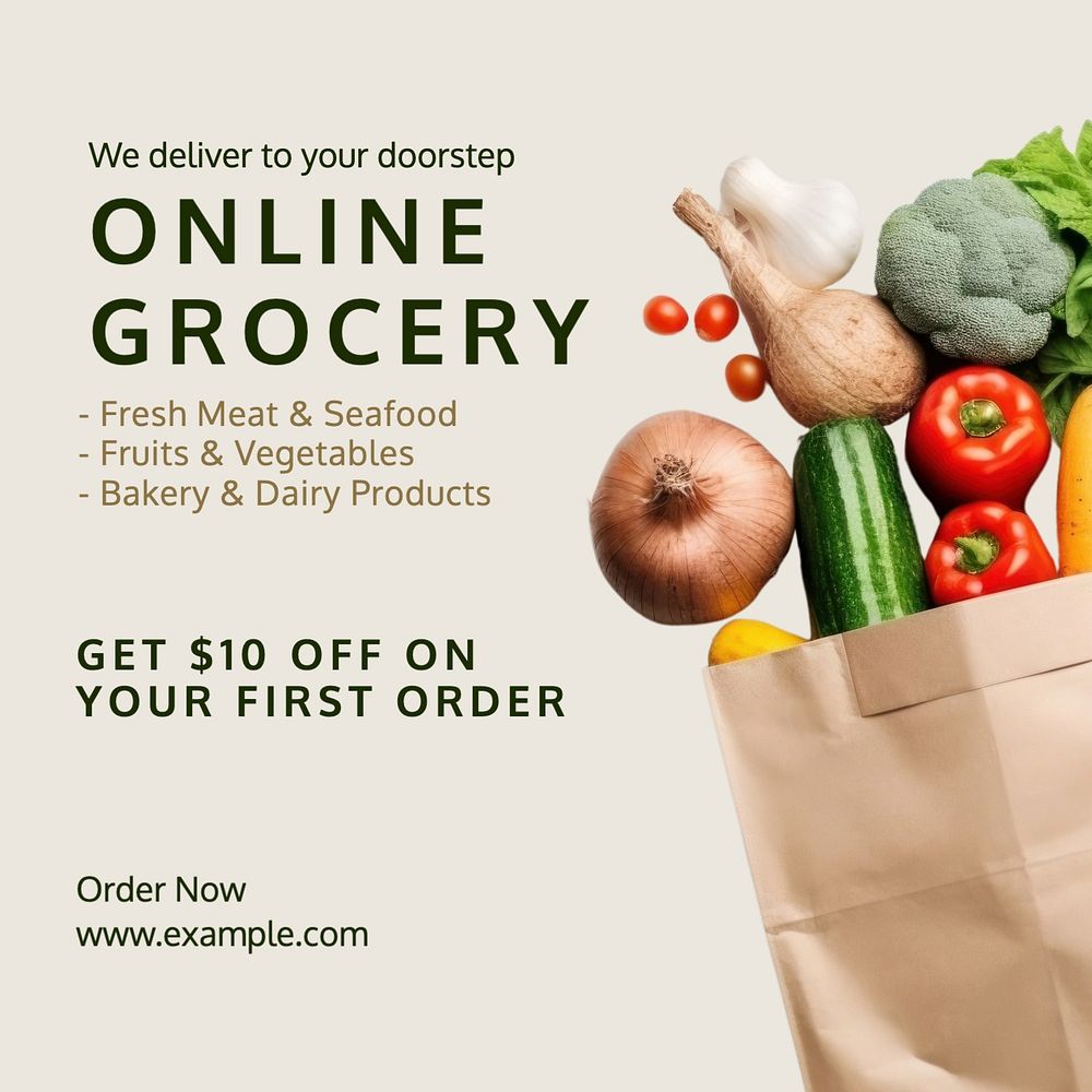 Online grocery Instagram post template