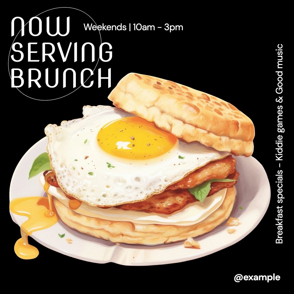 Now serving brunch Instagram post template