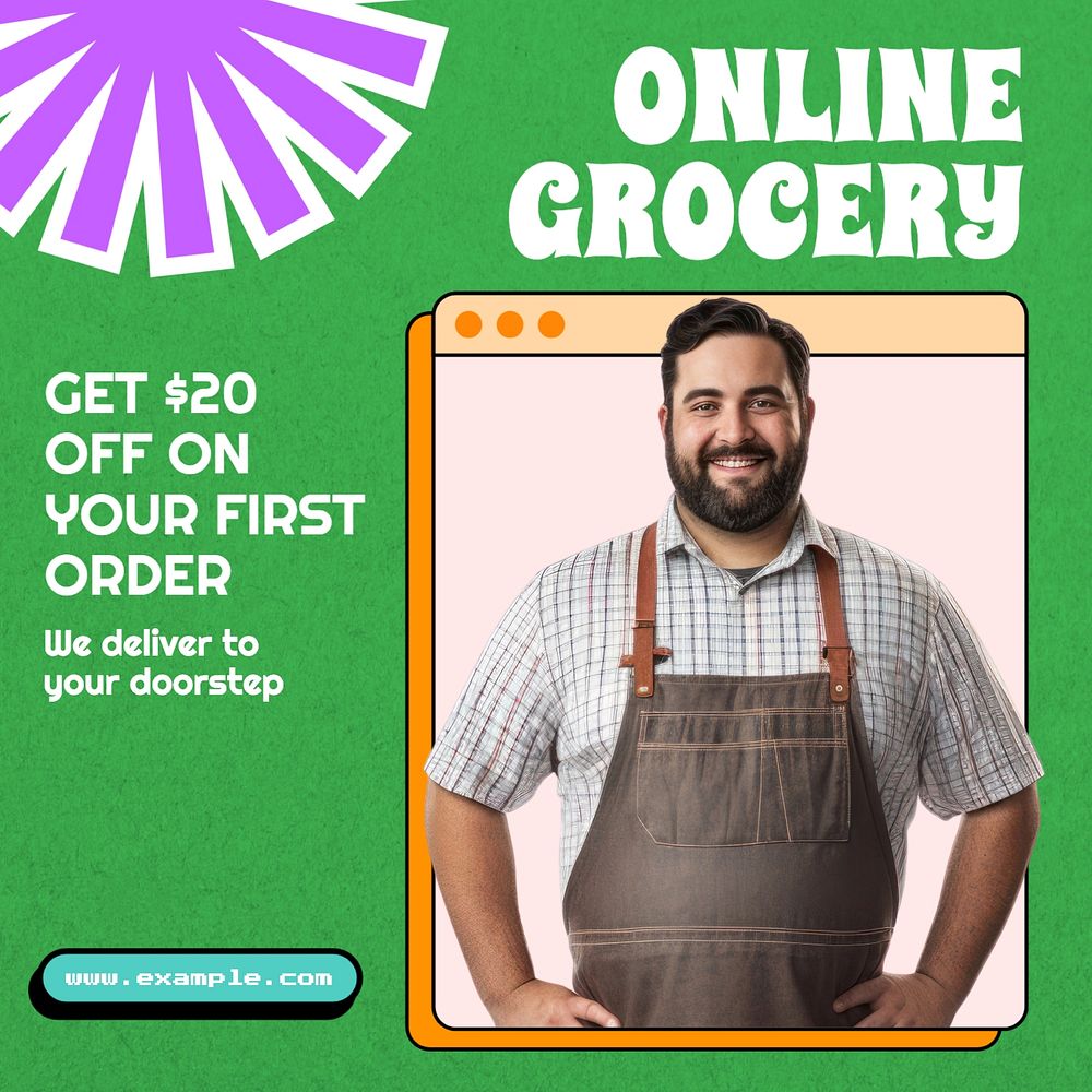 Online grocery Instagram post template