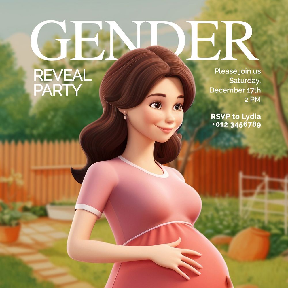 Gender reveal party Instagram post template