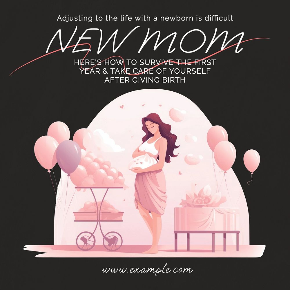 Mother & newborn baby Instagram post template