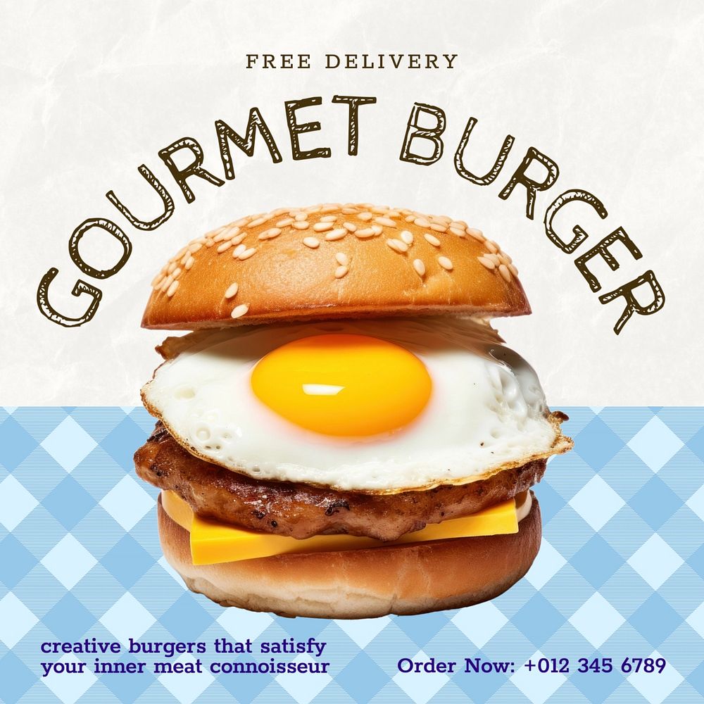 Gourmet burger Instagram post template