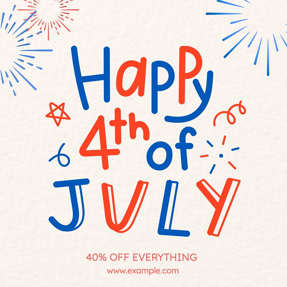 4th of July sale Instagram post template