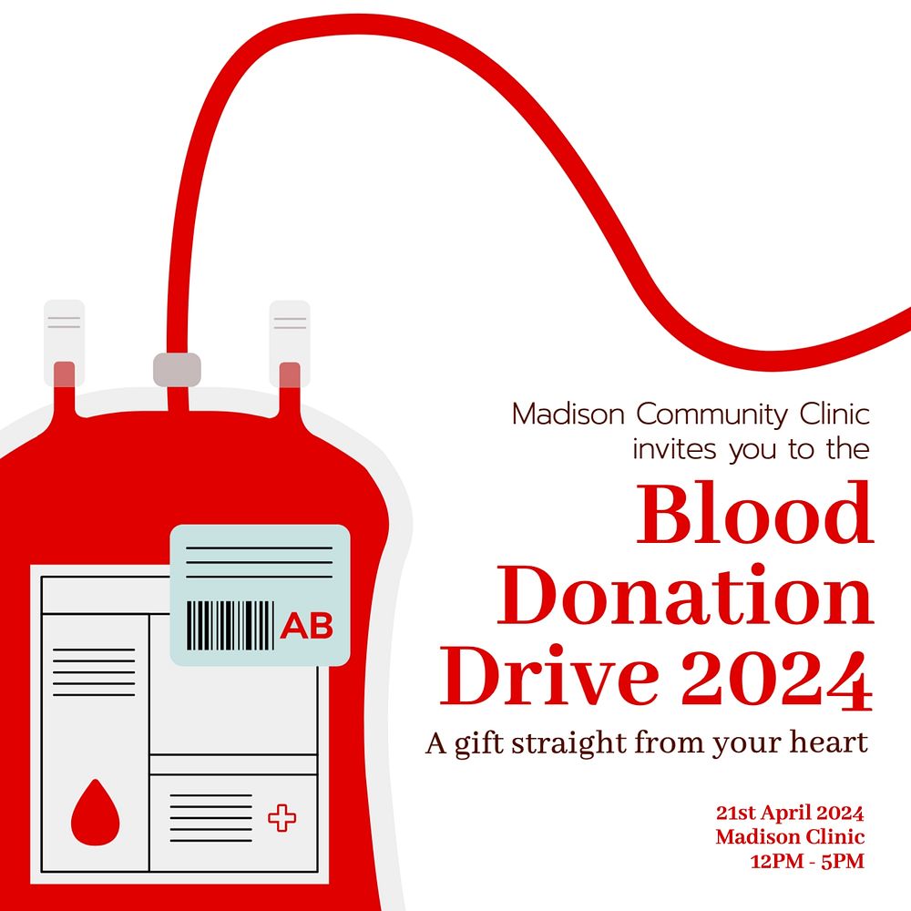 Blood donation drive Instagram post template