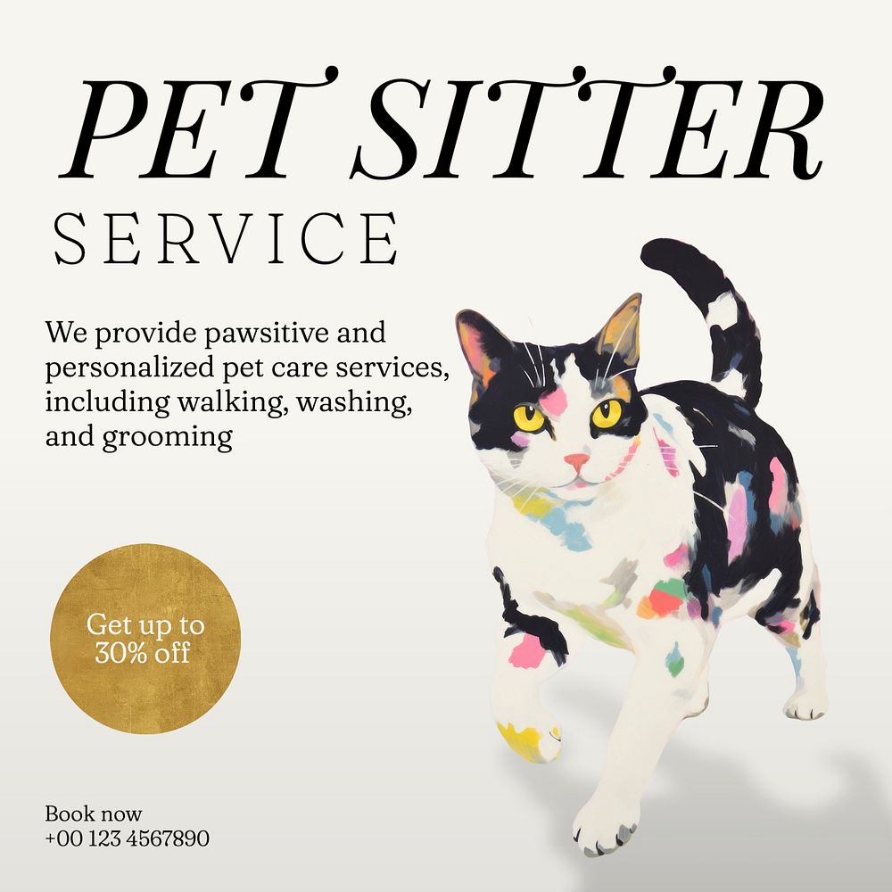 Pet sitter service Instagram post template