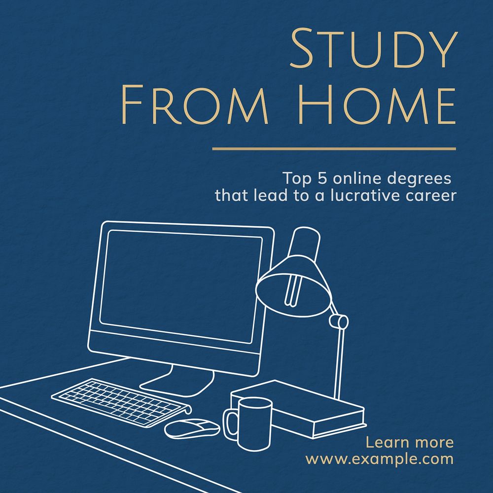 Study from home Instagram post template