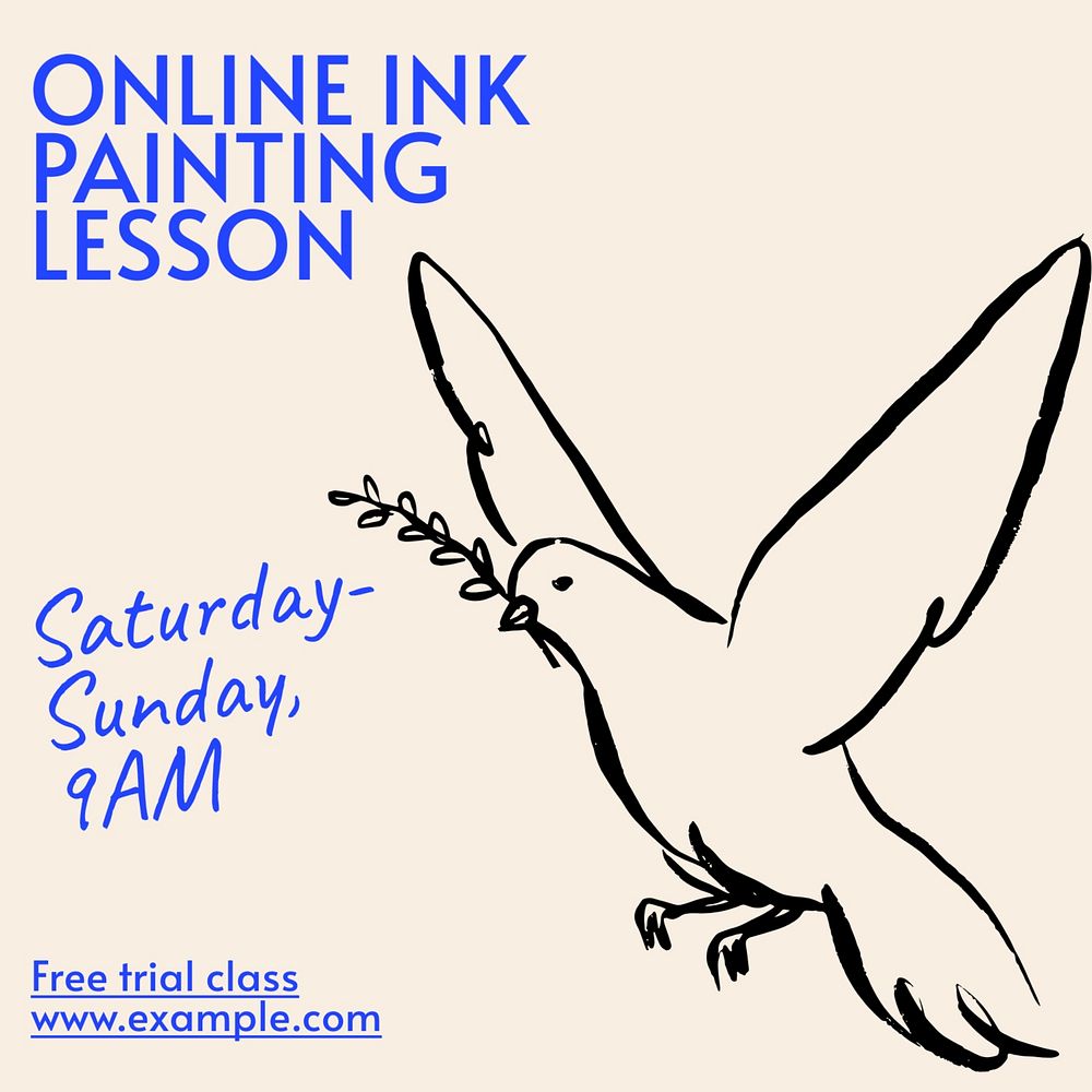 Ink painting lesson Instagram post template