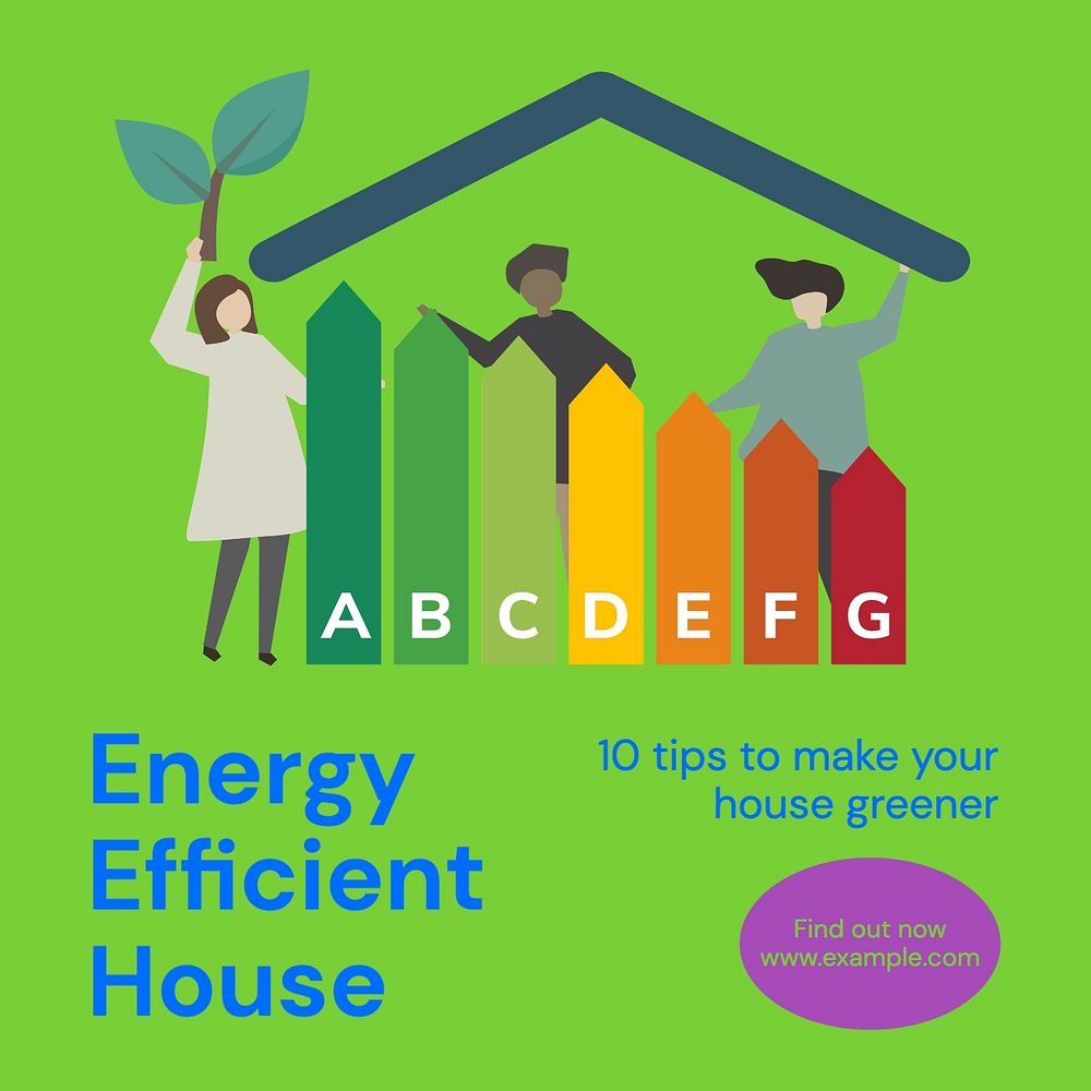 Energy efficient house Instagram post template