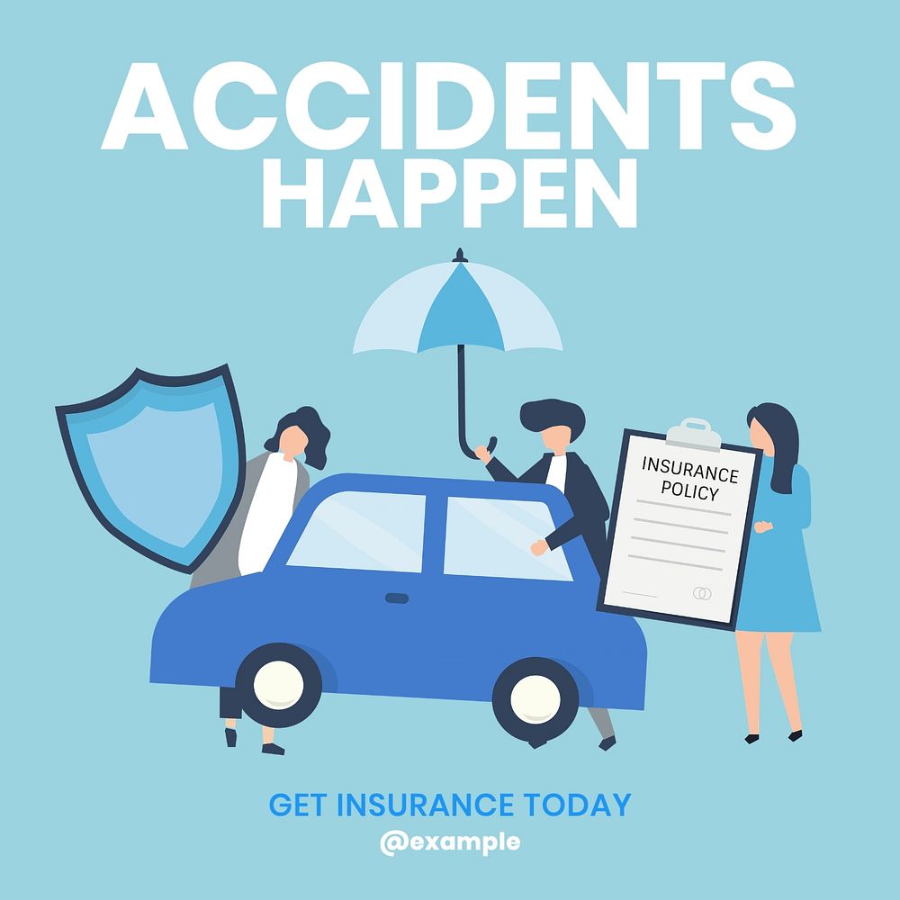 Insurance ad poster accident Instagram post template