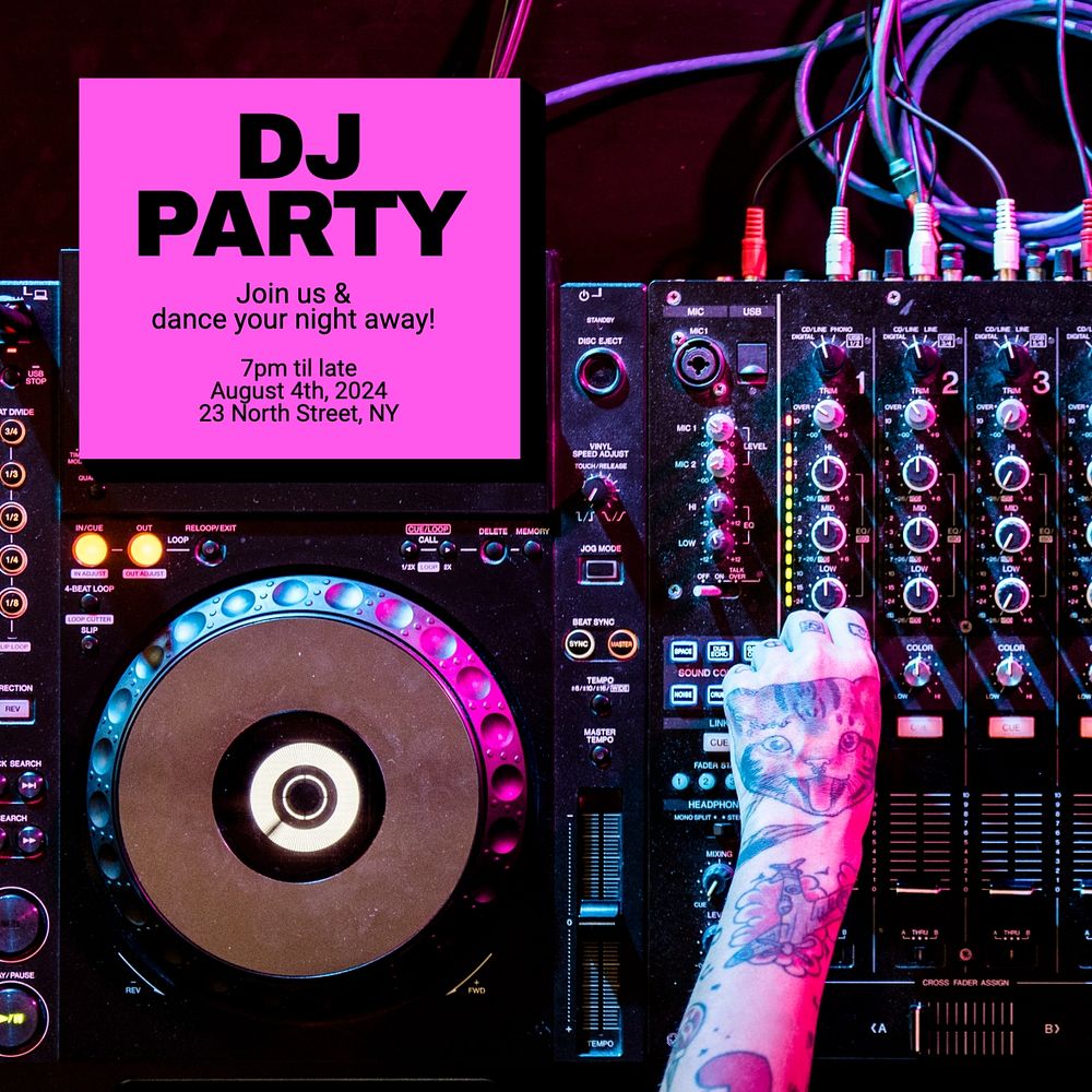 DJ party Instagram post template