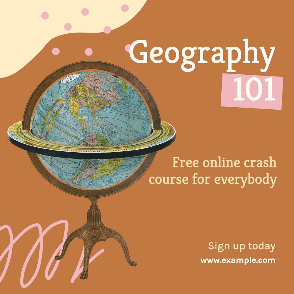 Geography course Instagram post template