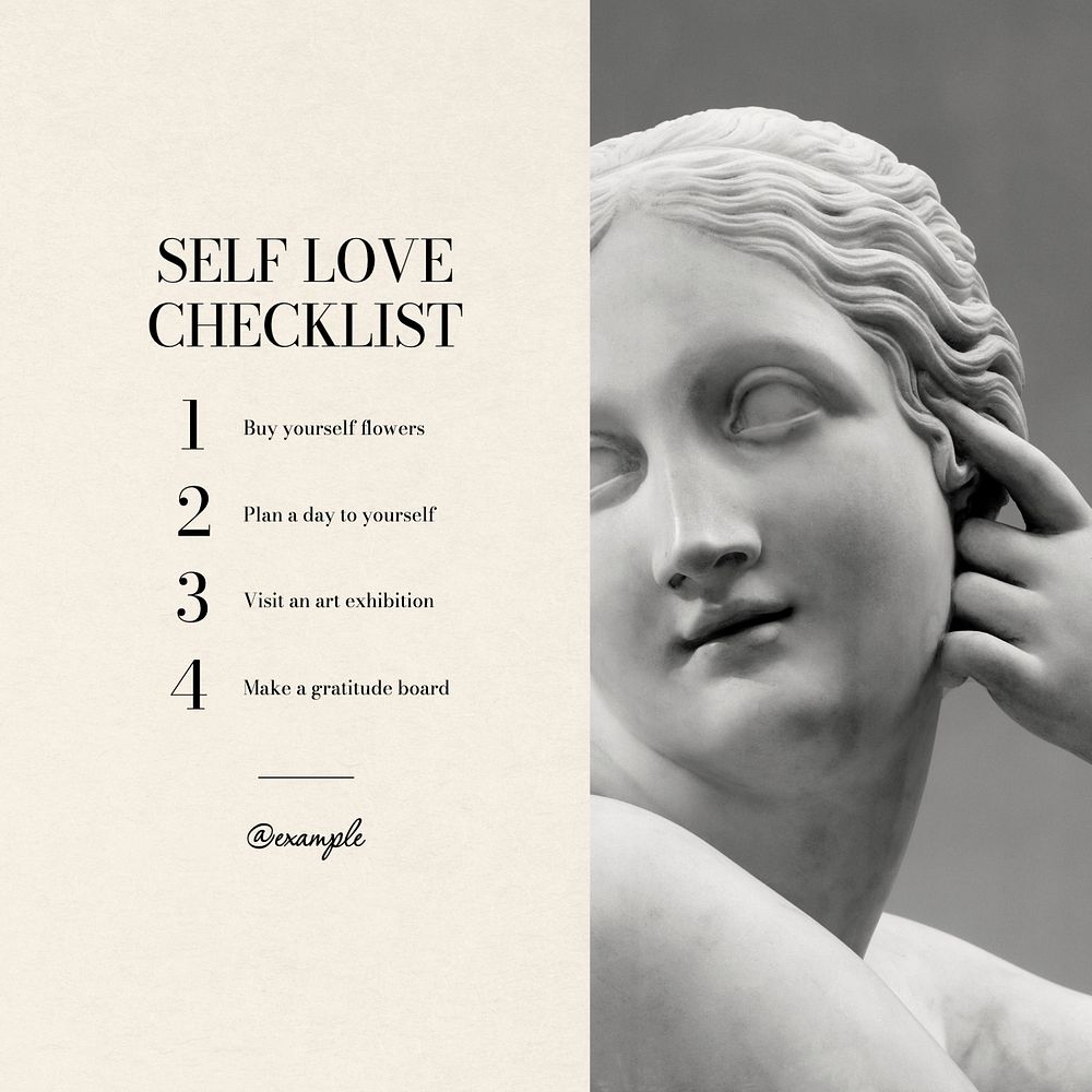 Self love checklist Instagram post template