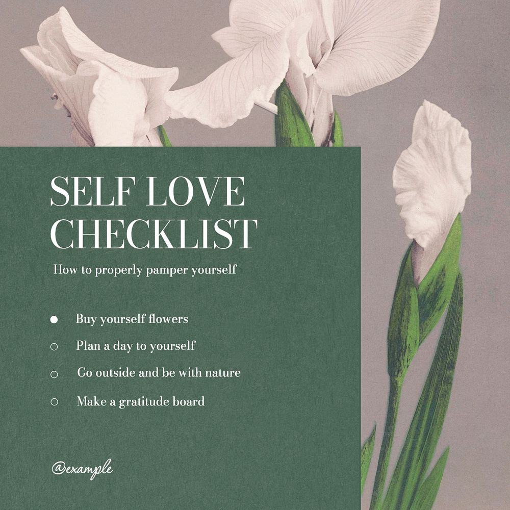 Self love checklist Instagram post template