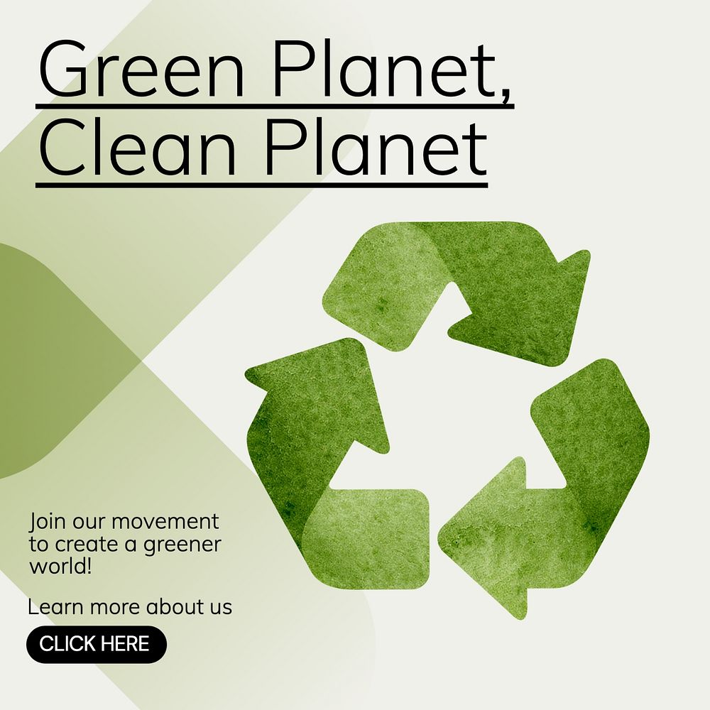 Green & clean planet Instagram post template