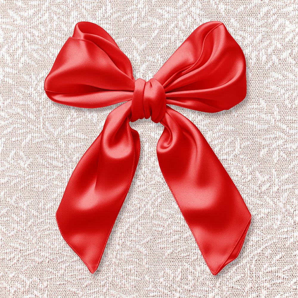 Red ribbon bow mockup, editable design