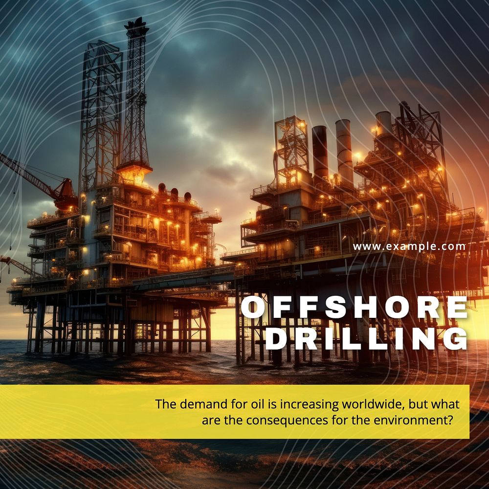 Offshore drilling Facebook post template, editable text