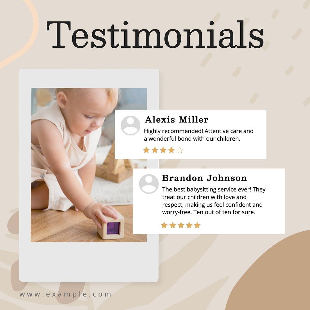 Babysitter testimonial Instagram post template