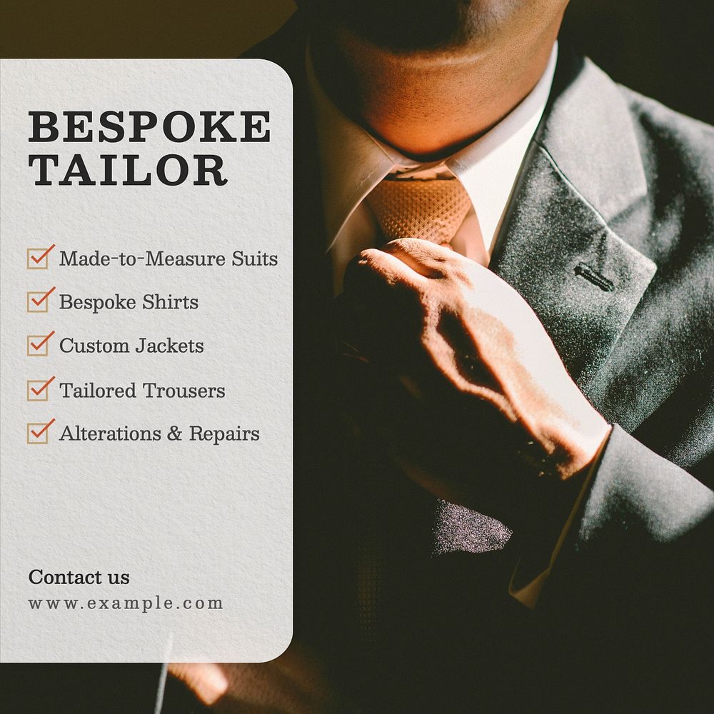 Bespoke tailor service Facebook post template