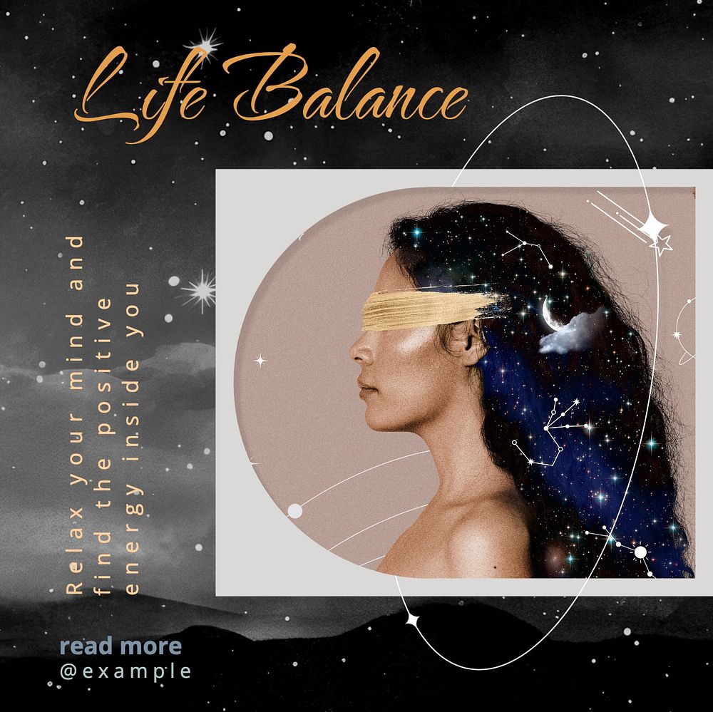 Life balance Instagram post template, editable text