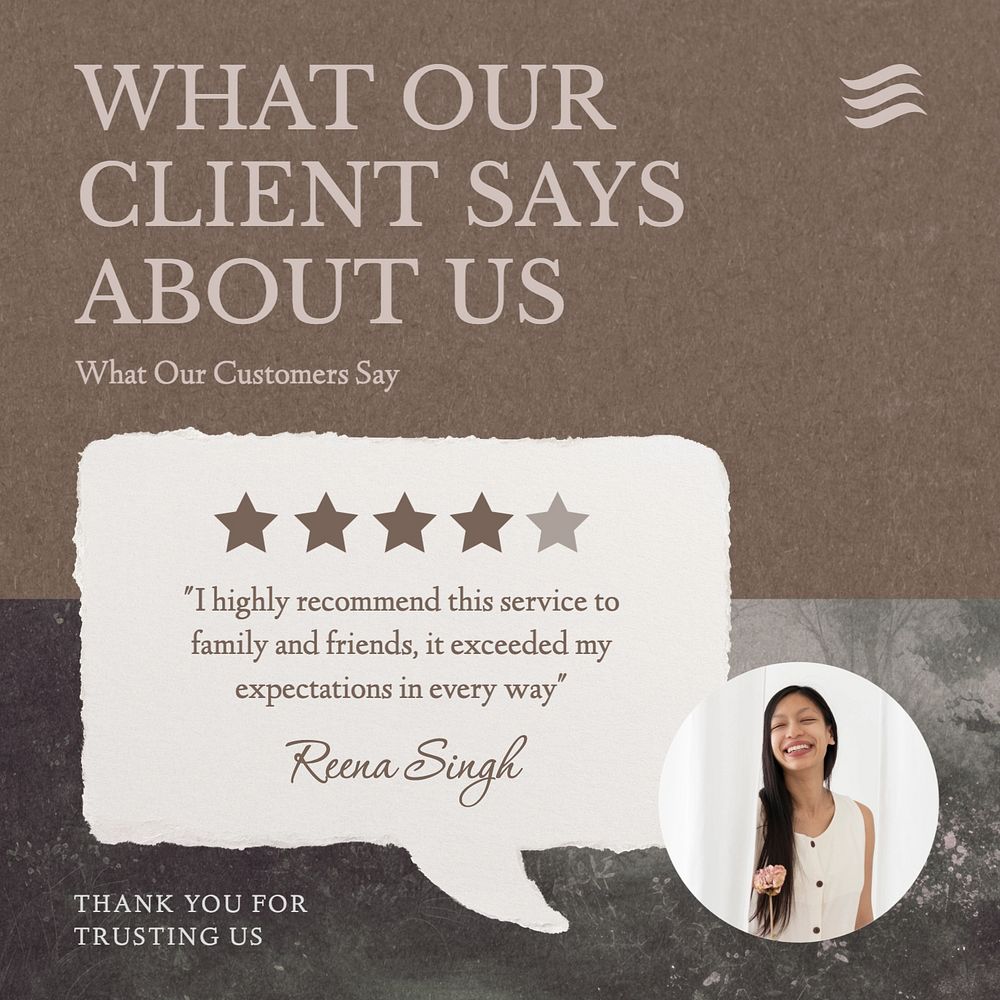 Client review post template, editable social media design