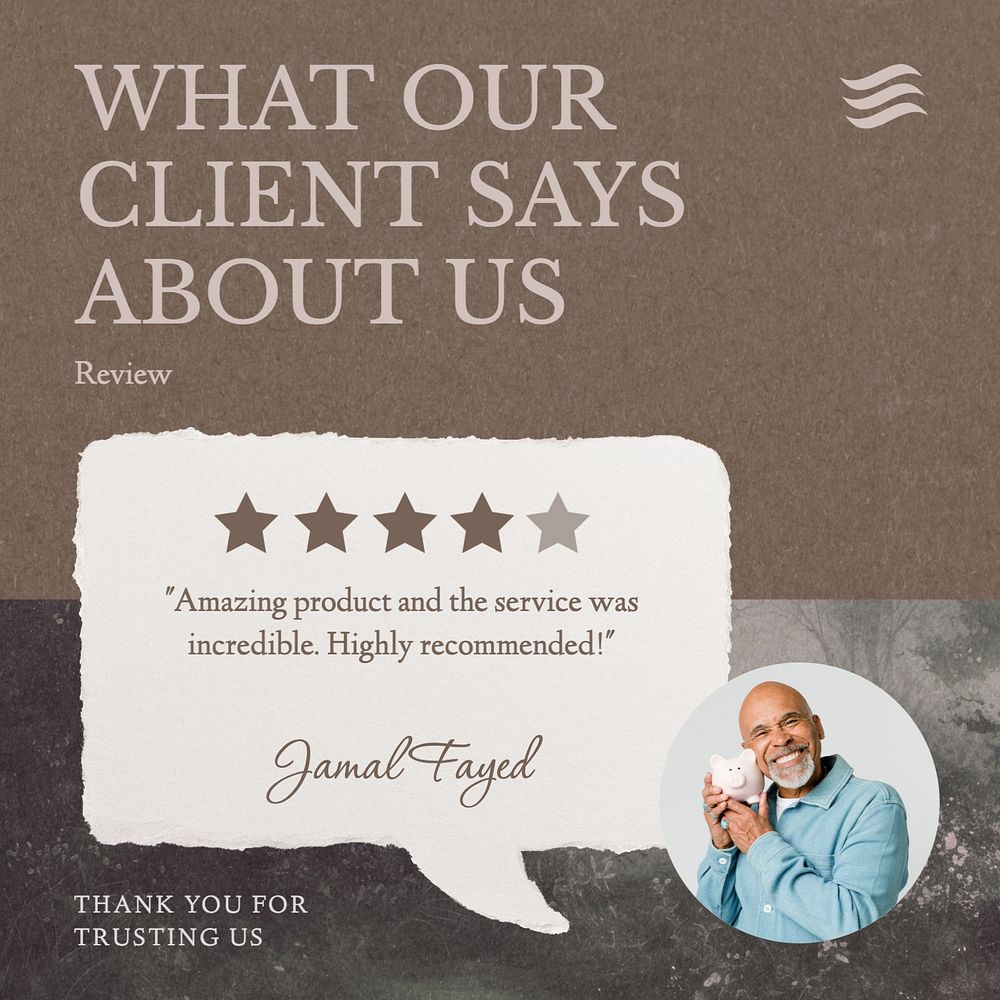 Client review post template, editable social media design