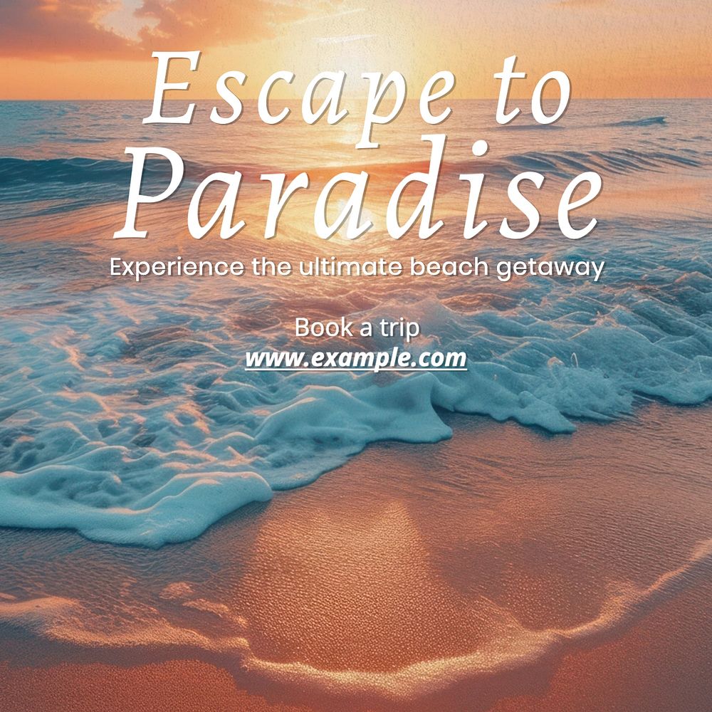 Beach getaway Facebook post template, editable design