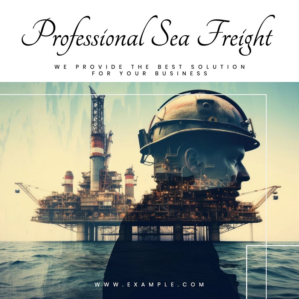 Professional sea freight post template, editable text for social media