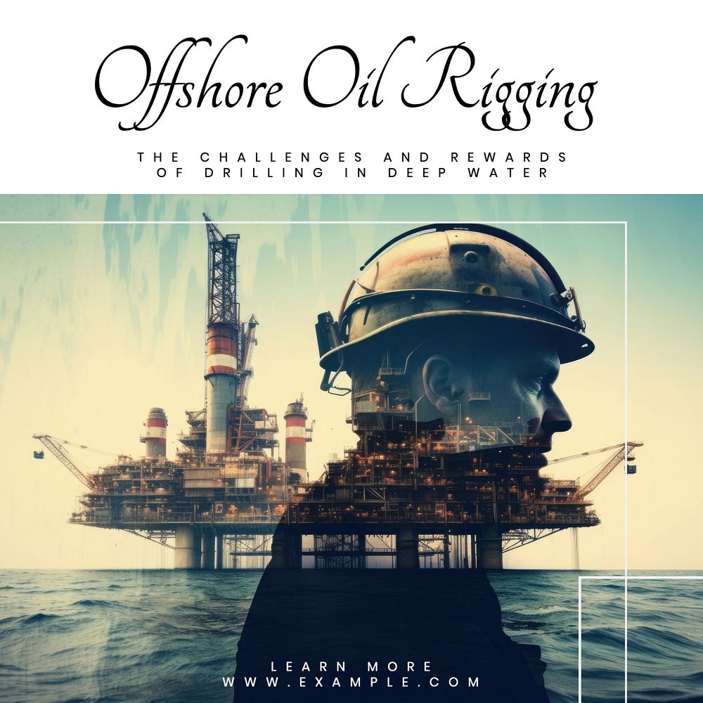 Offshore oil rigging post template, editable text for social media