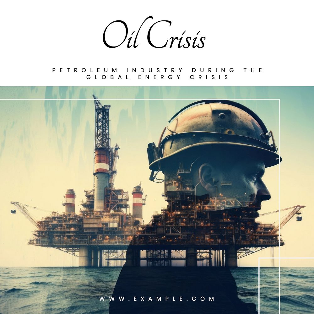 Oil crisis post template, editable text for social media