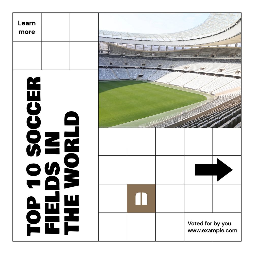 Best soccer fields Instagram post template, editable design