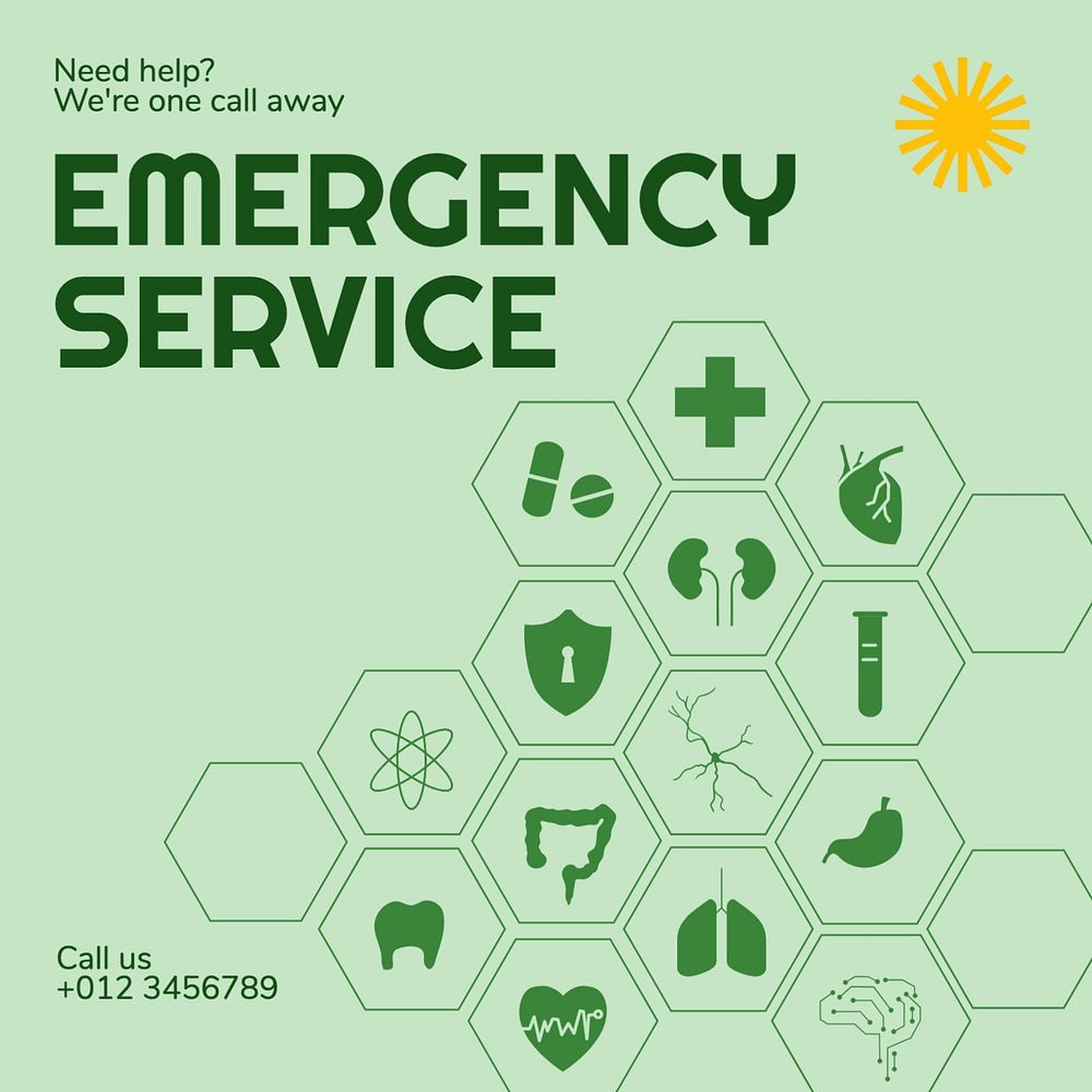 Emergency service Instagram post template, editable text