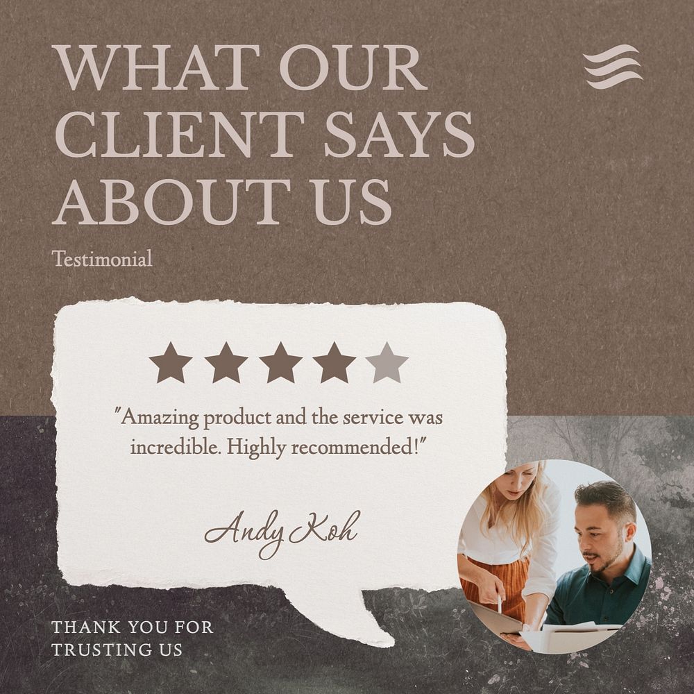 Client review post template, editable social media design