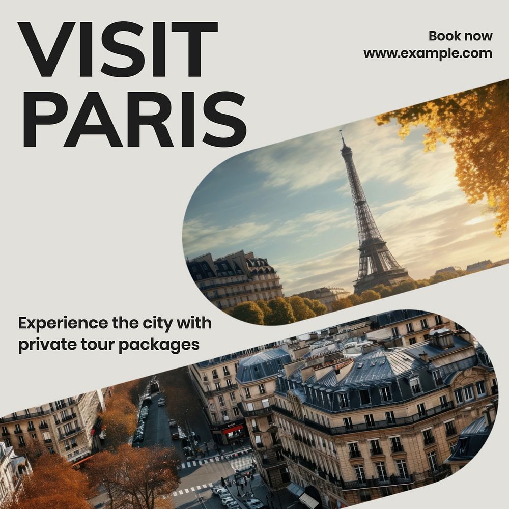 Paris private tour  Instagram post template, editable text