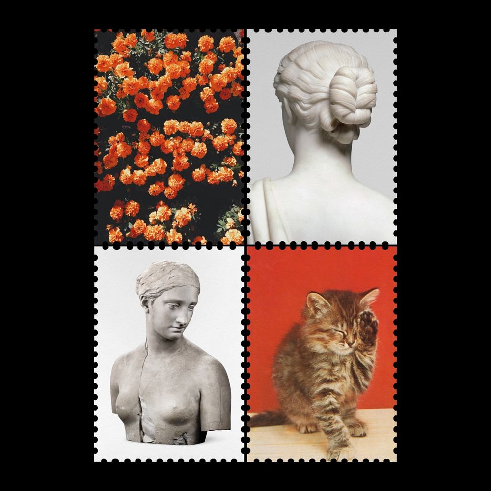 Editable postage stamp photo collage