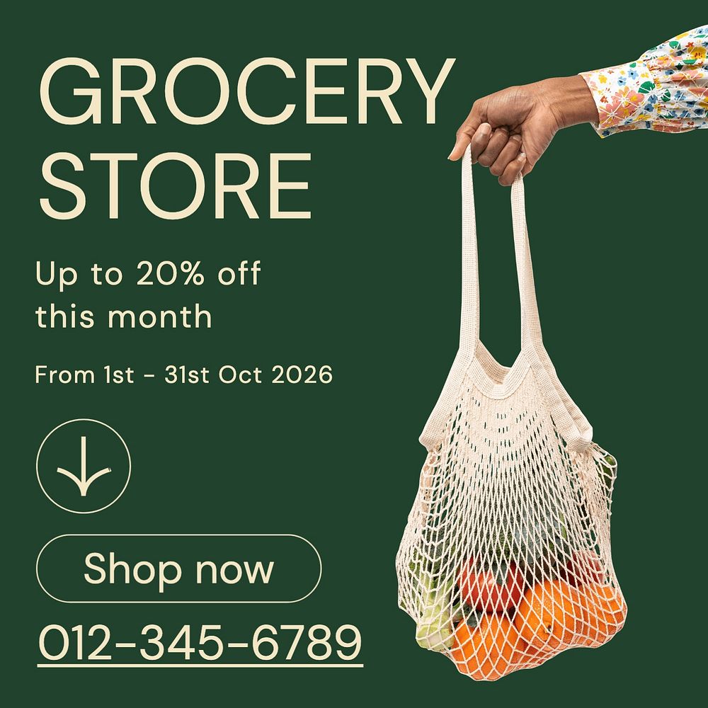 Grocery store discount Instagram post template