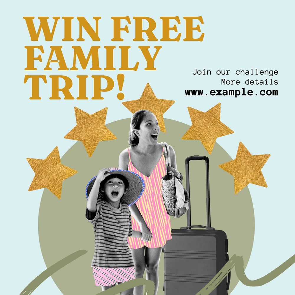 Free family trip Instagram post template