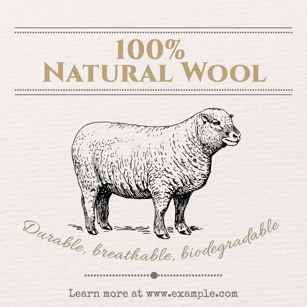 Natural wool Facebook post template