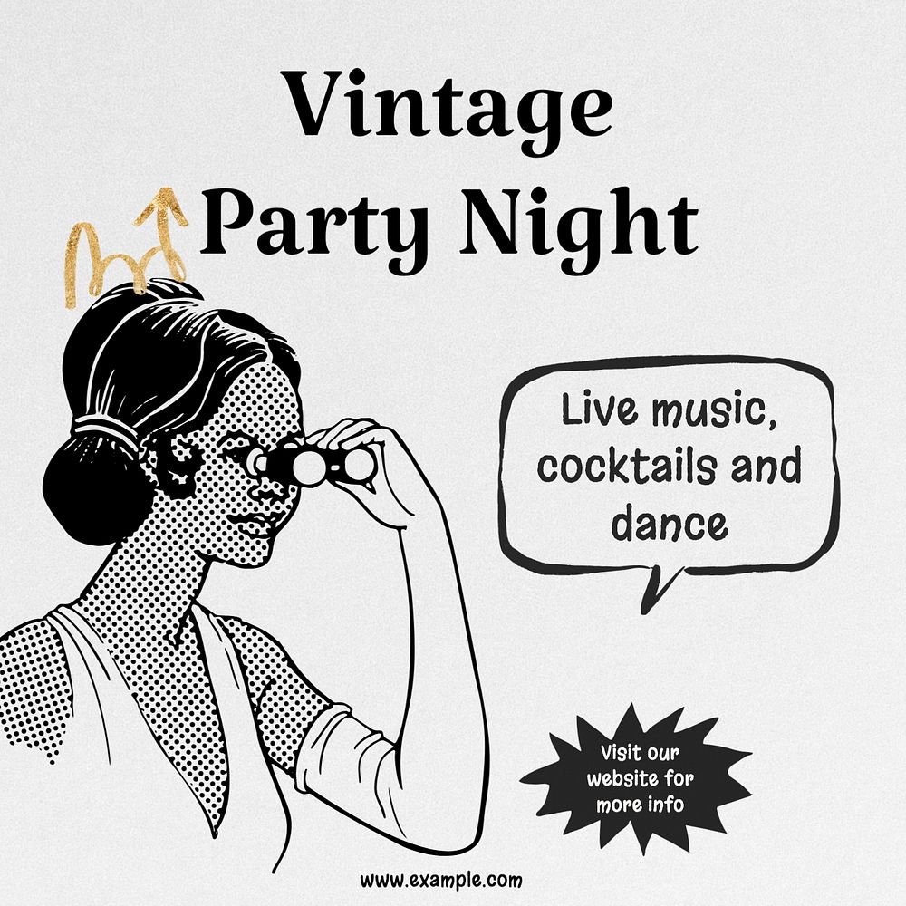 Vintage party night Instagram post template